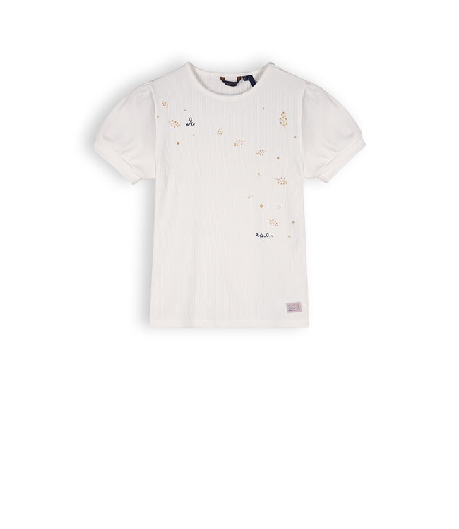 NoNo Meisjes t-shirt rib - Kyoto - Sneeuw wit