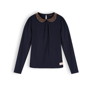 NoNo Meisjes shirt met kraag - Kim - Navy blauw