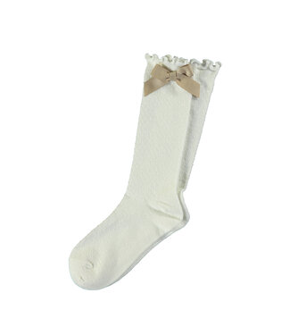 Le Chic Meisjes sokken lurex en strik - Rhonda - Off wit