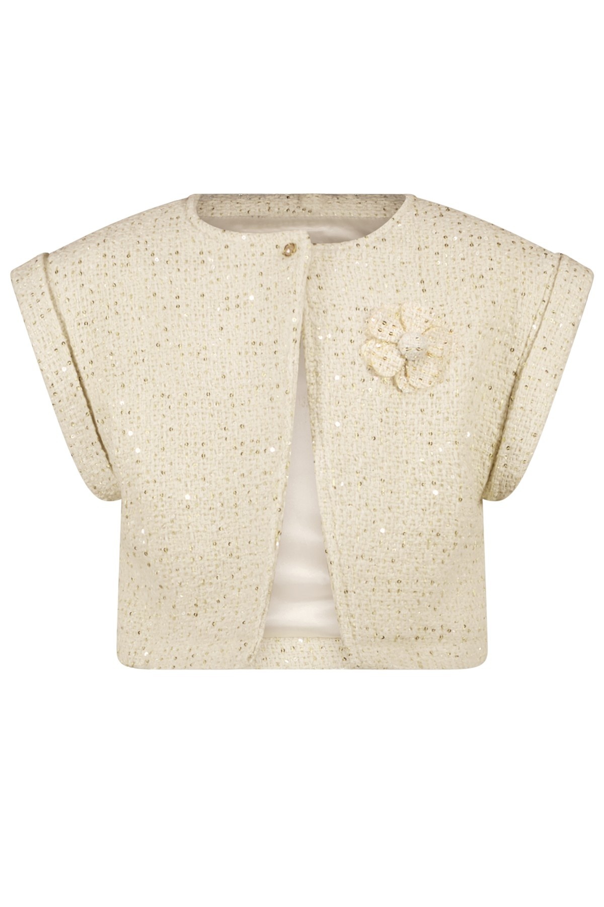 Meisjes bodywarmer fancy boucle - Champagne