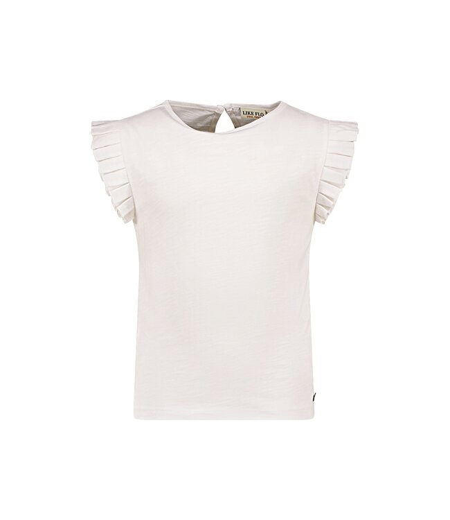 Like Flo Meisjes t-shirt slub ruffel - Off wit