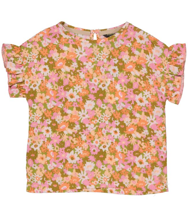 Quapi Meisjes blouse - Bodee - AOP roze bloemen