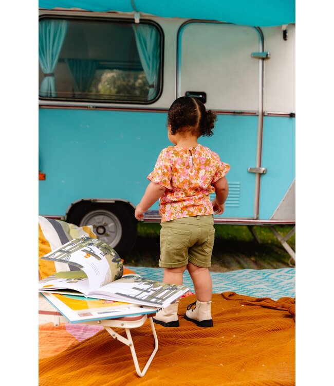 Quapi Meisjes blouse - Bodee - AOP roze bloemen