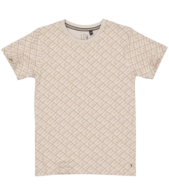 LEVV Jongens t-shirt - Kaden - AOP taupe text