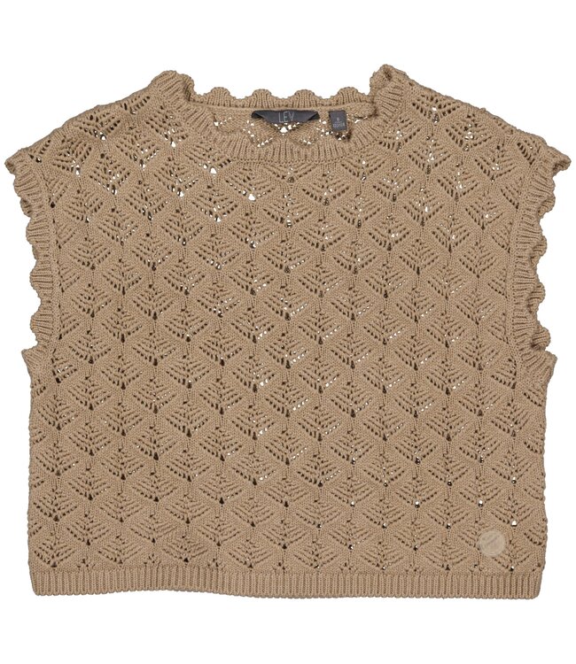 LEVV Meisjes crop top - Katy - Taupe