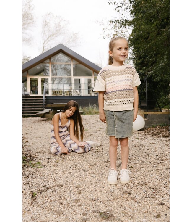 LEVV Meisjes spencer - Kirsti - AOP grijs gestrept