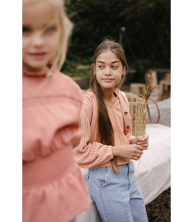 LEVV Meisjes top - Kat - Zacht koraal