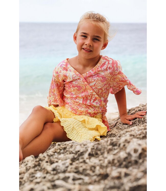 Quapi Meisjes blouse - Boudy - AOP bloemen wit