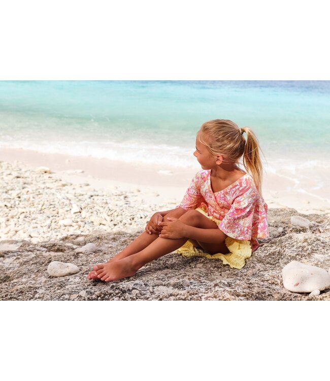 Quapi Meisjes blouse - Boudy - AOP bloemen wit