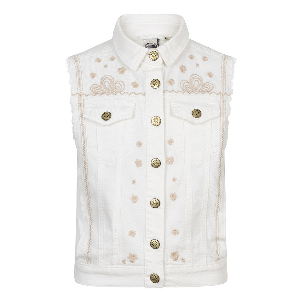 Meisjes gilet embroidery - Lily wit