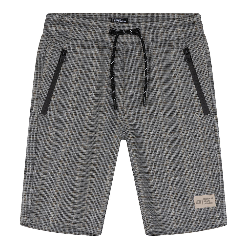 Jongens sweat short geruit - Stone zand