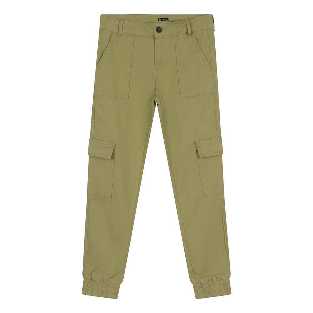 Meisjes jeans broek Cargo worker fit - Olijf groen