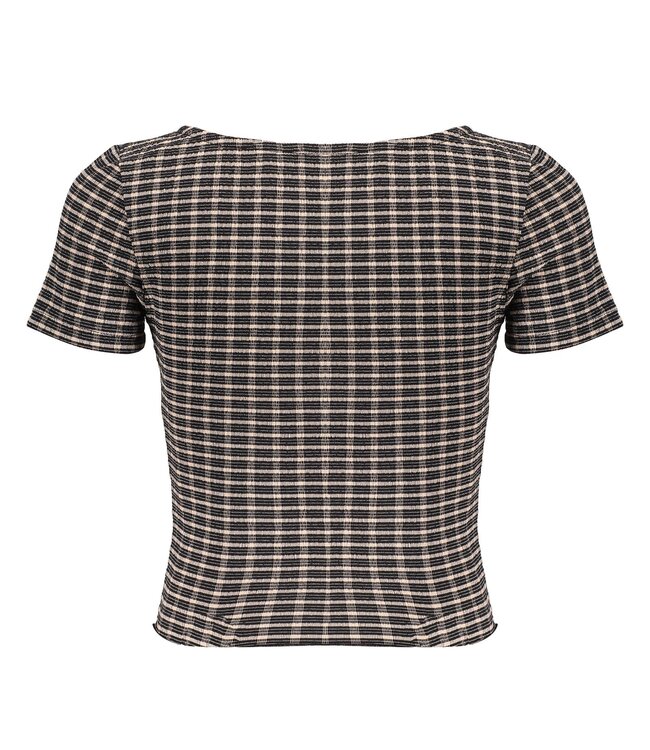 Frankie & Liberty Meisjes top - Macy - Fresh abrikoos / Zwart geruit