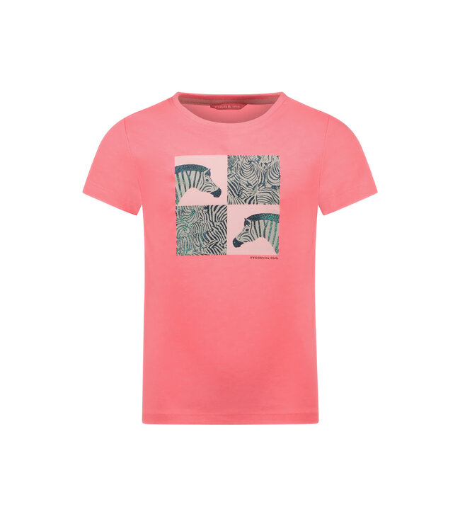 Tygo & Vito Meisjes t-shirt - Print - Neon roze