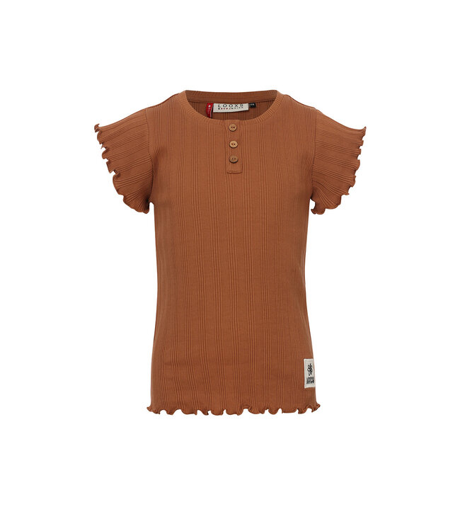 LOOXS Little Meisjes t-shirt rib - Caramel