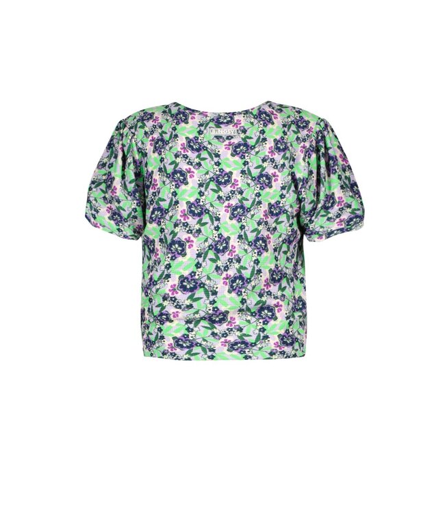 B.Nosy Meisjes t-shirt met knoop - Veerle - Vivid AOP