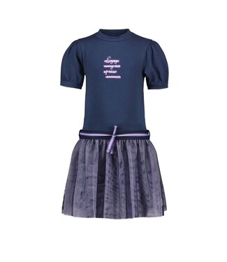 B.Nosy Meisjes jurk mesh - Victoria - Navy blauw