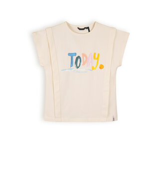 NoNo Meisjes t-shirt print - Kiam - Pearled ivoor wit