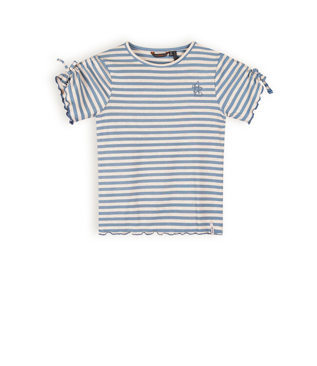 NoNo Meisjes t-shirt gestreept - Kim - Parisian blauw