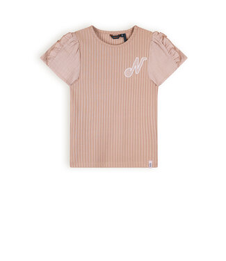 NoNo Meisjes t-shirt met fancy mouw - Kathleen - Zand blush