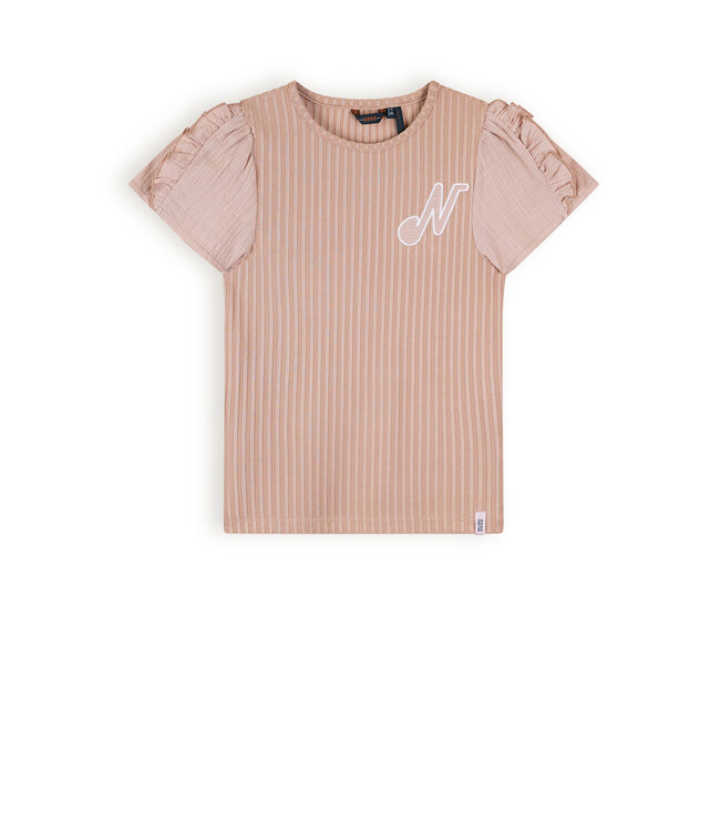 NoNo Meisjes t-shirt met fancy mouw - Kathleen - Zand blush