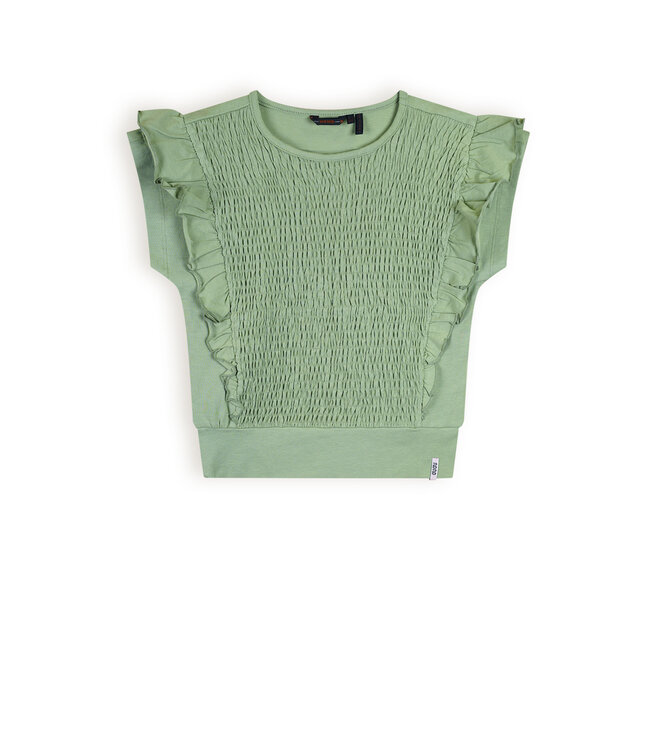 NoNo Meisjes t-shirt smock - Kety - Sage groen