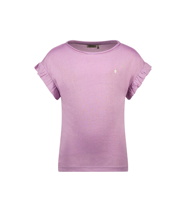 Like Flo Meisjes t-shirt slub metallic - Lilac