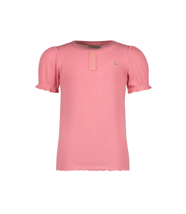 Like Flo Meisjes top rib met knoopjes - Roze