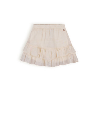 NoBell Meisjes broek/broek chiffon embroidery - Naia - Pearled ivoor wit