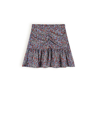 NoBell Meisjes rok bloemen - Nadine - Grijs navy blauw