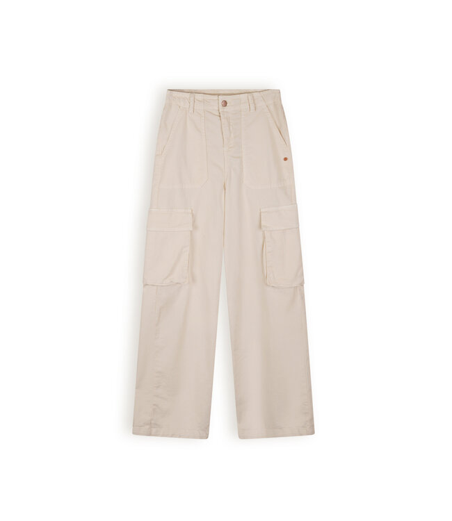 NoBell Meisjes broek cargo stretch - Susy - Pearled ivoor wit