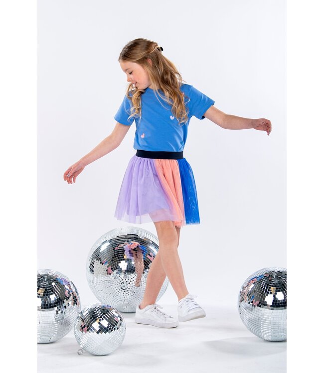B.Nosy Meisjes rok mesh multi - Pippa - Soft blauw