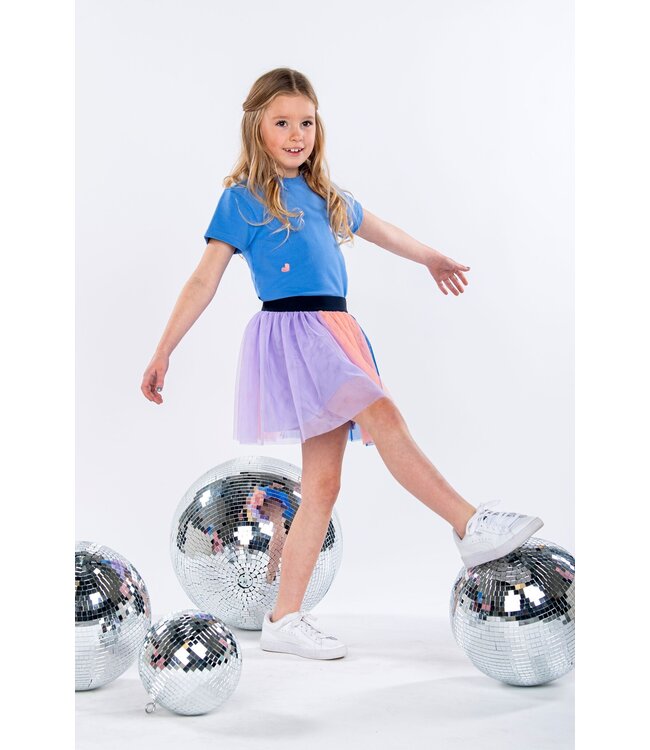 B.Nosy Meisjes rok mesh multi - Pippa - Soft blauw