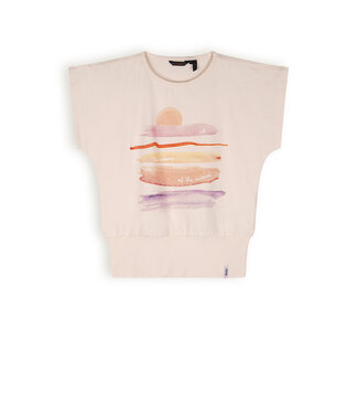 NoNo Meisjes t-shirt sunset - Kanou - Pearled ivoor wit