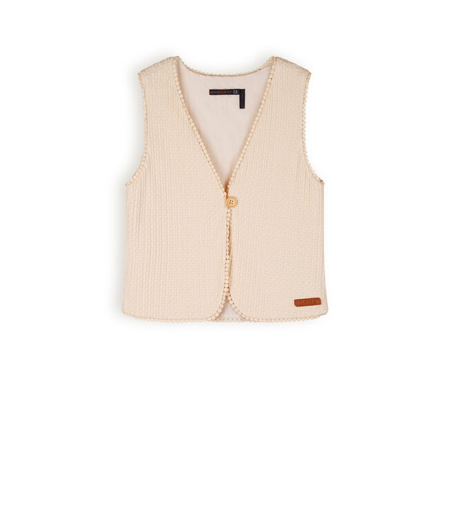 NoNo Meisjes gilet - Tobi - Pearled ivoor wit