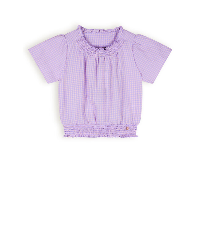 NoNo Meisjes blouse geruit - Tyra - Galaxy lilac