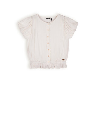 NoBell Meisjes blouse puffy mouw - Tay - Pearled ivoor wit