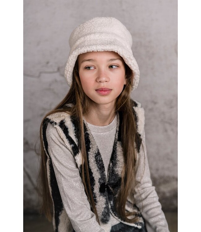 KIEstone Meisjes gilet - Plum - Grijs & Off wit