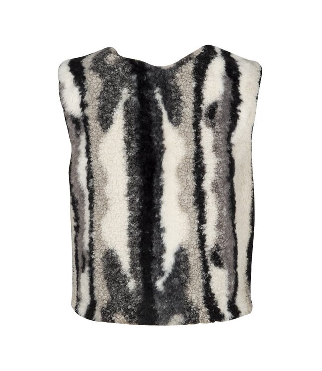 KIEstone Meisjes gilet - Plum - Grijs & Off wit