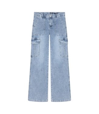 Indian Blue Jeans Meisjes jeans broek cargo wide fit - Licht blauw denim