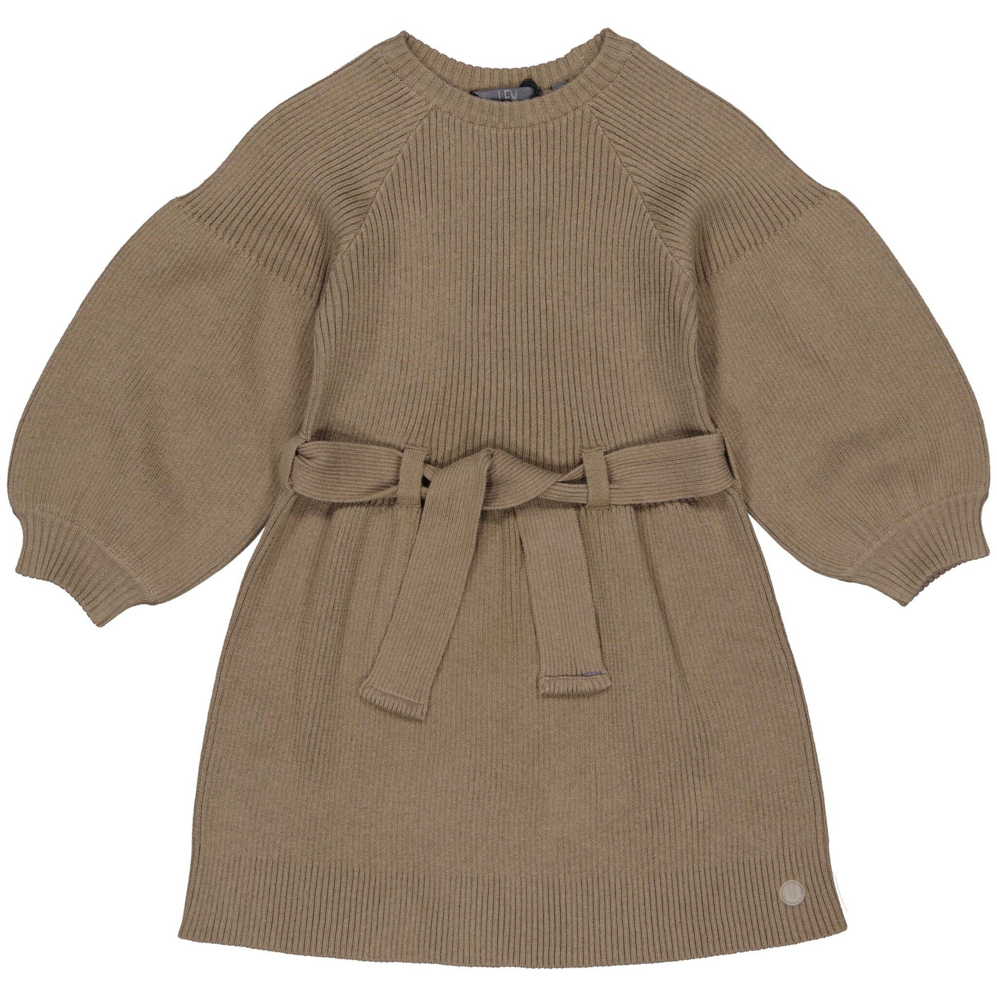 LEVV Little Meisjes jurk - Parel - Donker taupe