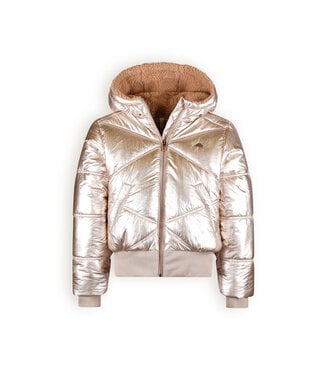 NoBell Meisjes winterjas bomber met capuchon - Boy - Pearled ivoor