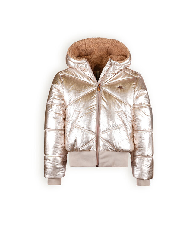 NoBell Meisjes winterjas bomber met capuchon - Boy - Pearled ivoor