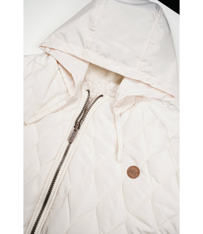 NoBell Meisjes reversibel winterjas met verborgen capuchon - Pearled ivoor