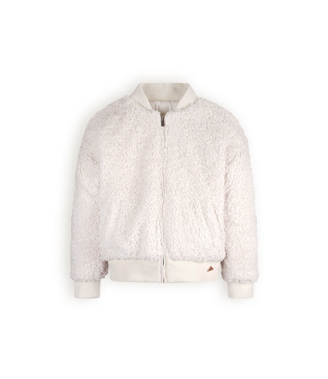 NoBell Meisjes reversibel winterjas met verborgen capuchon - Pearled ivoor