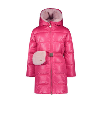 Le Chic Meisjes winterjas met riem en furry tas - Birdo - Tickle me roze