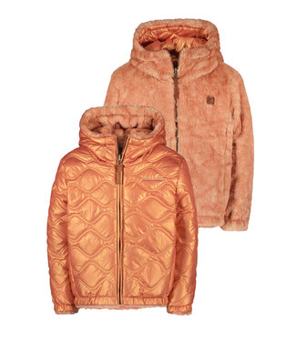 Like Flo Meisjes winterjas reversibel met capuchon - Aimee - Warm orange