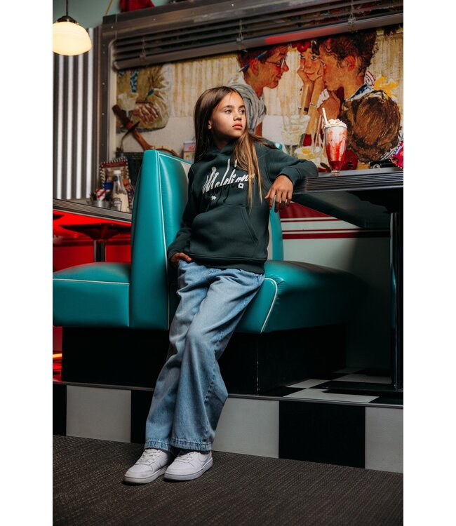 Malelions Hoodie graffiti split - Teal / Off wit