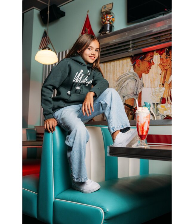 Malelions Hoodie graffiti split - Teal / Off wit