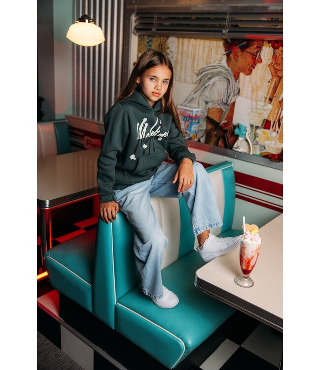 Malelions Hoodie graffiti split - Teal / Off wit